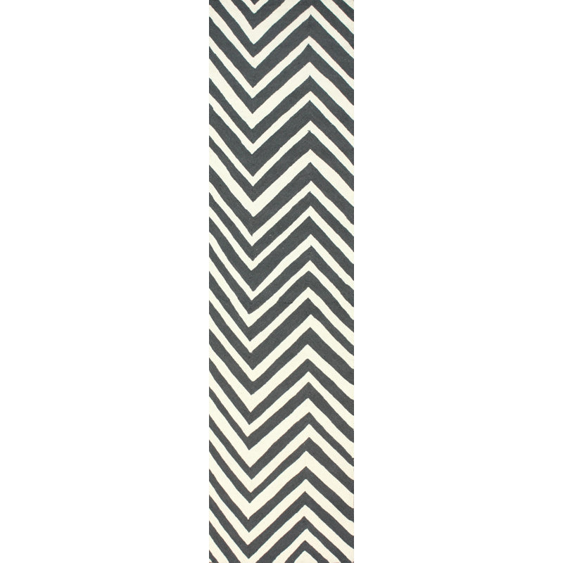 Tapis gris anthracite / ivoire Wolfenbarger, Tapis de couloir 2 pi 6 po x 12 pi
