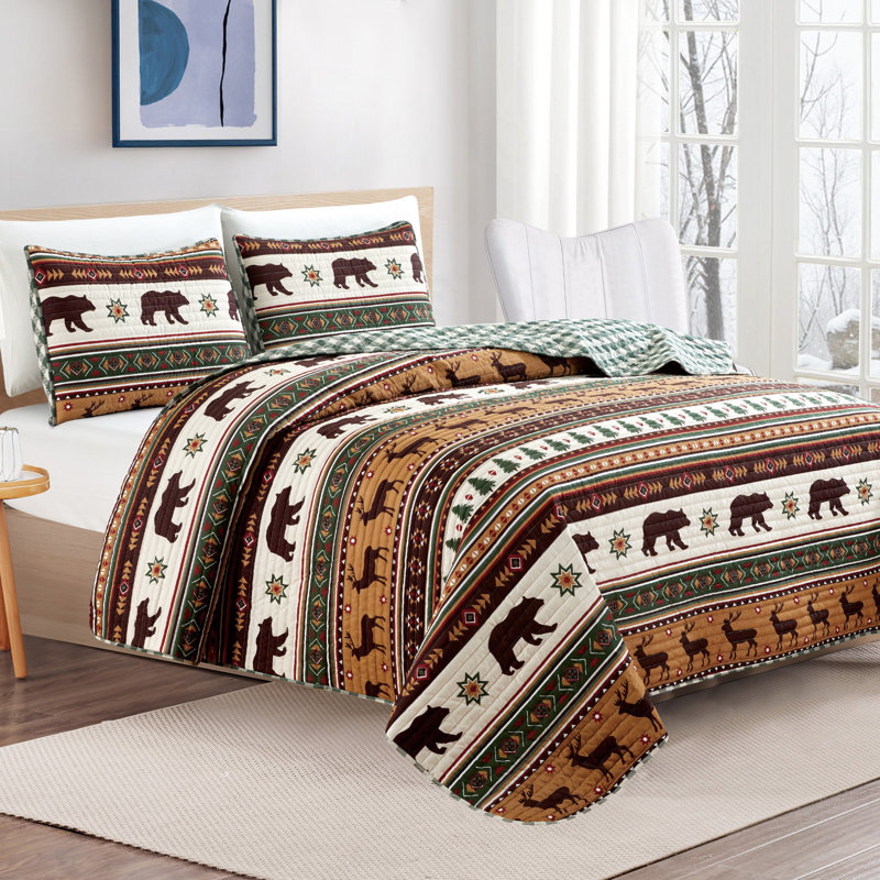 Cedar Creek Log Cabin Quilt, King Quilt + 2 King Shams