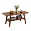 Table basse moderne Mid-Century, table basse en bois de chêne massif à 100% avec tablette de rangement, table basse à 2 niveaux avec coins arrondis pour le salon, le bureau, l’appartement (couleur chêne noyer, L 39,37 po)