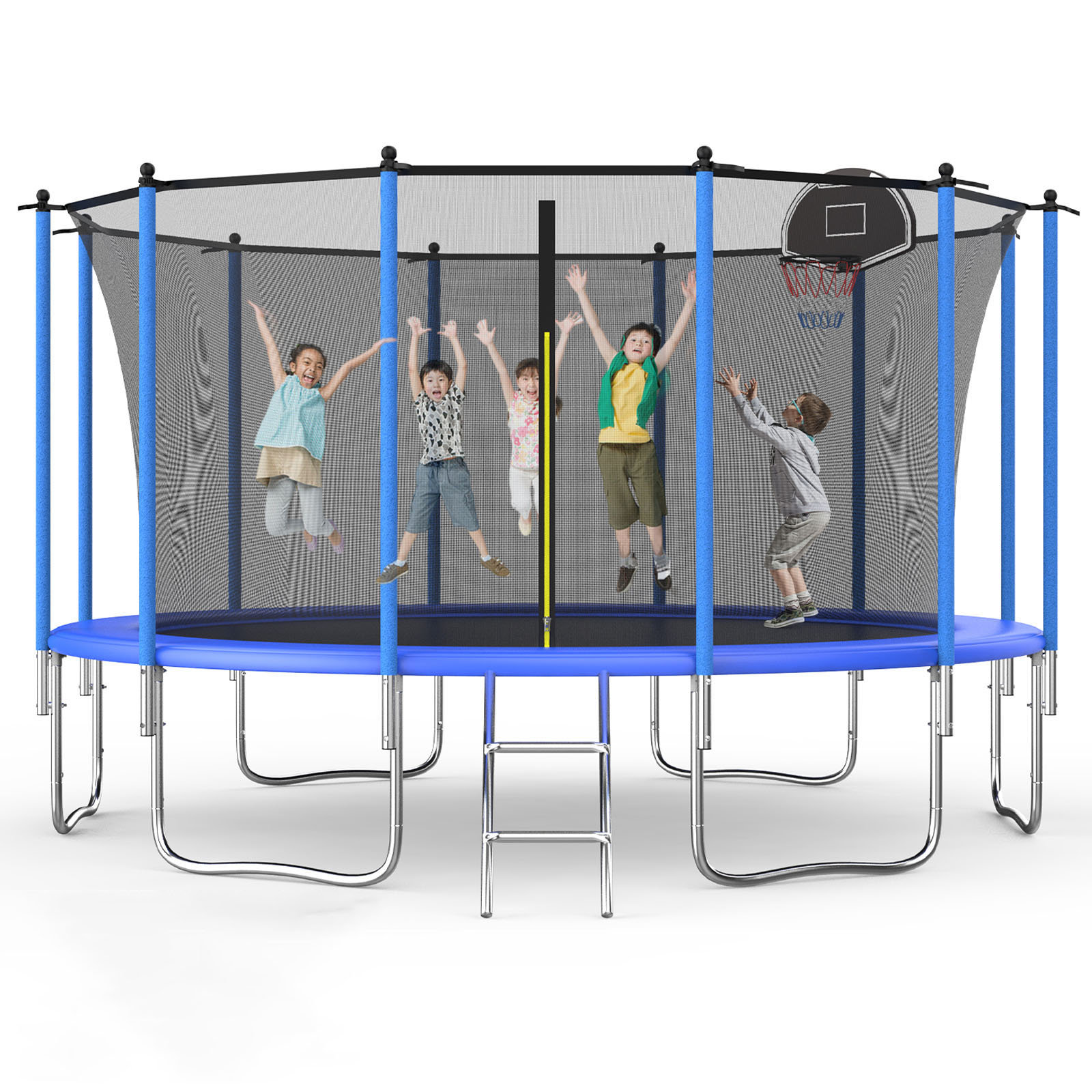 SENCHO GINSYTALIOR 14' Round Backyard Trampoline with Safety Enclosure ...