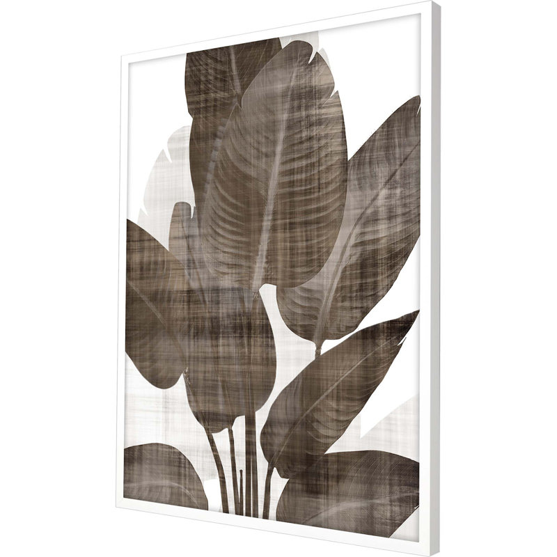 Earthy Palm II White Lacquered Wood Framed Poster