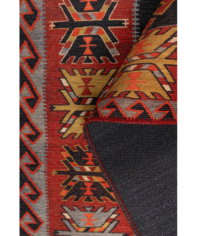 Tapis rouge marocain décoratif tissé, Rectangle 8 pi 3 po x 11 pi 5 po