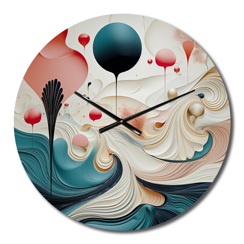 Abstrait paysage de lune bleue avec horloge murale rétro en métal bleu, Moyenne