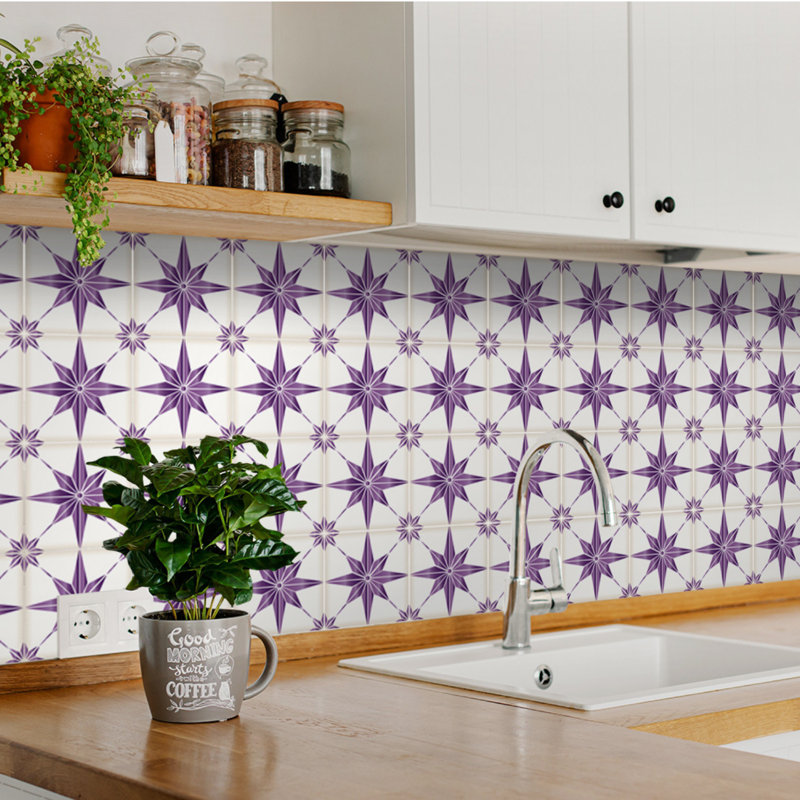 Carreau de mosaïque auto-adhésif en vinyle 8 po x 8 po, Mauve