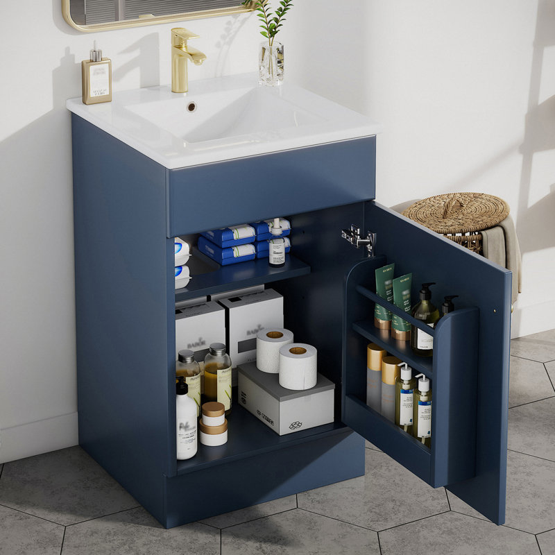 Toland 20'' Single Bathroom Vanity With Ceramic Top, Gold, Blue
