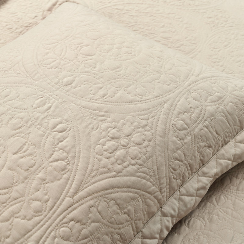 Ensemble de couvre-lit / couvre-lit crème en microfibre 5 pièces, Très grand