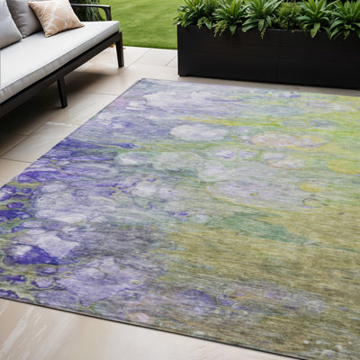 Tapis d'extérieur lavable abstrait mauve et lilas 5 pi x 8 pi