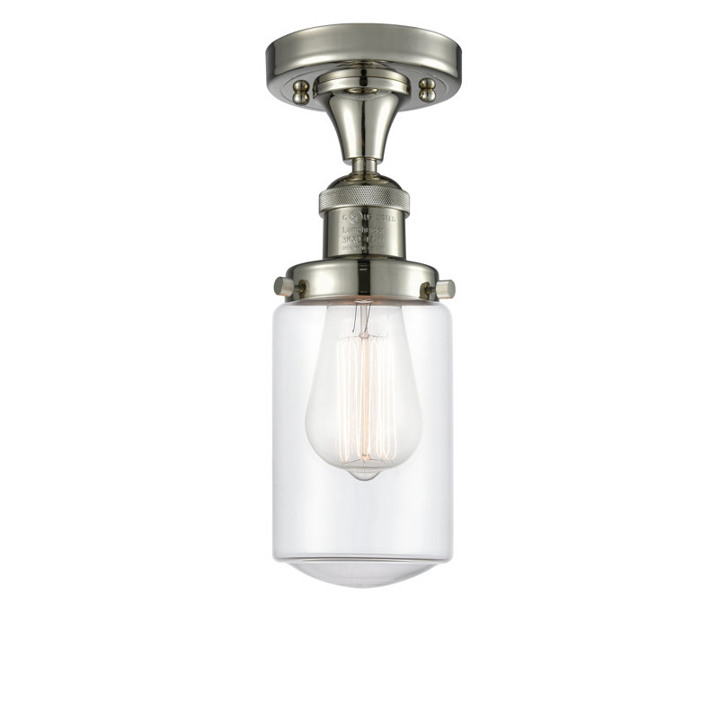 Plafonnier semi-encastré 4,5 po Saroyan, Ampoule non incluse, Transparent, Nickel poli