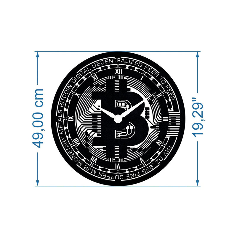 Tamera Metal Wall Clock, Black, 69" H x 69" W x 2" D