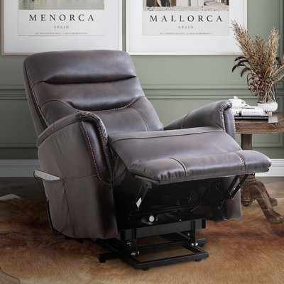 Akeelah 33" Upholstered Power Lift Assist Recliner with Articulating Headrest with Flared Arms