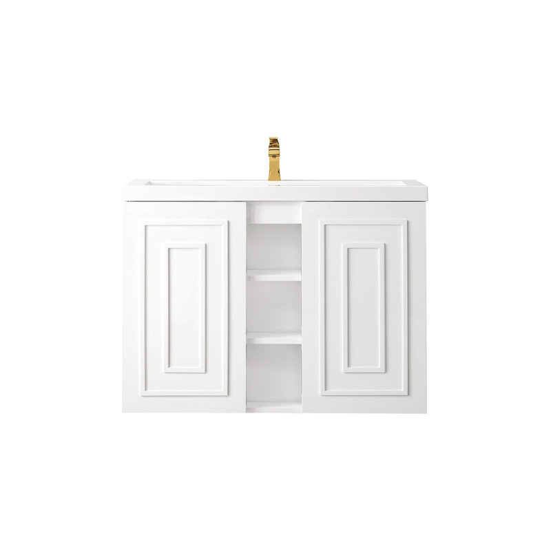 Meuble-lavabo simple l 39,5 po d'Alicante, Blanc lustré