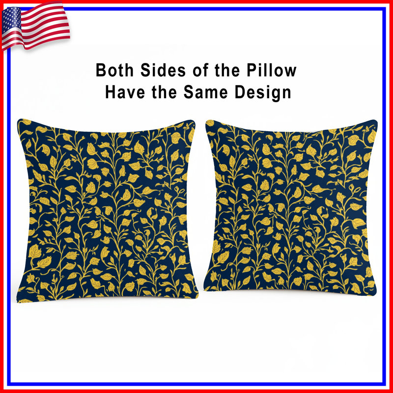 Coussins décoratifs jaunes à motif floral, 16 x 16 pouces