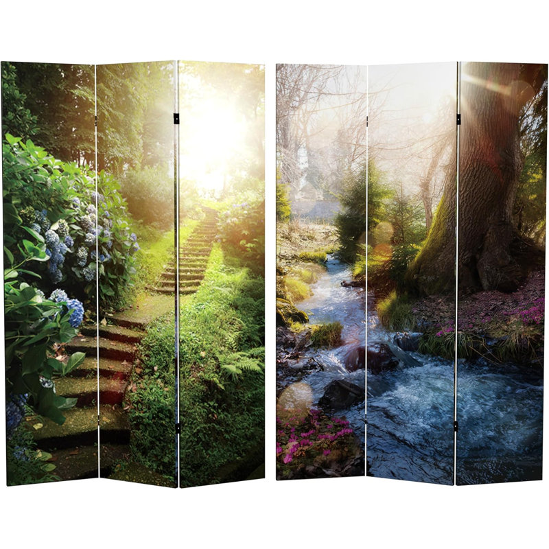 6 Ft. Tall Double Sided Stairway To Heaven Canvas Room Divider