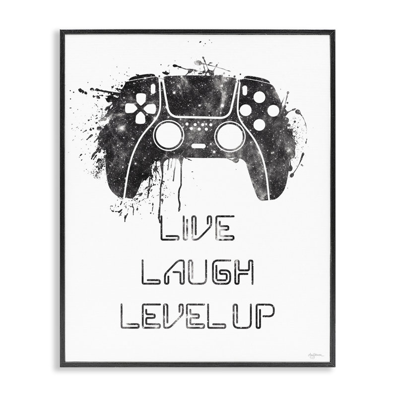 «Live Laugh Level Up», estampe numérique encadrée par Mary Urban, Giclée encadrée noir minuit, H 14 po x l 11 po