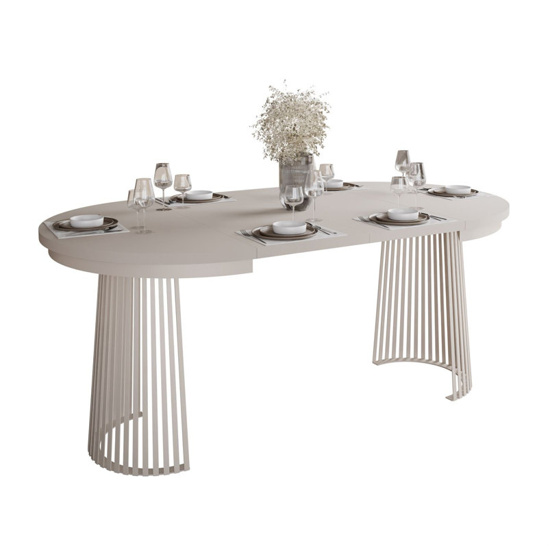 Extendable Metal Base Dining Table, Cashmire