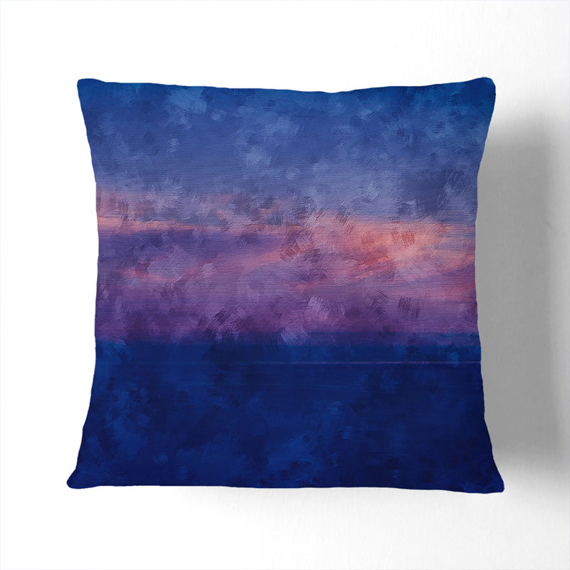 Light Clouds Painting Cushion with Filling, 40cm H x 40cm W x 15cm D, Black