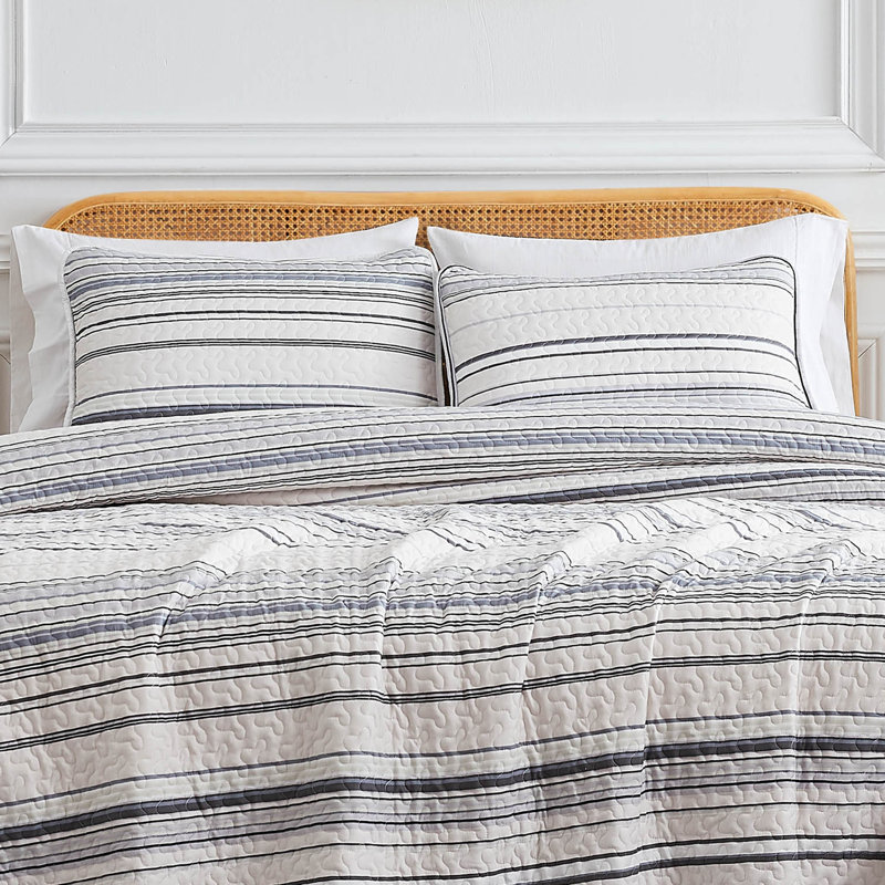Coastal Grey Full Microfiber Reversible Quilt Set