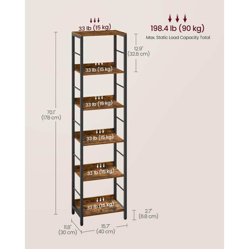 178cm H x 40cm W Steel Standard Bookcase