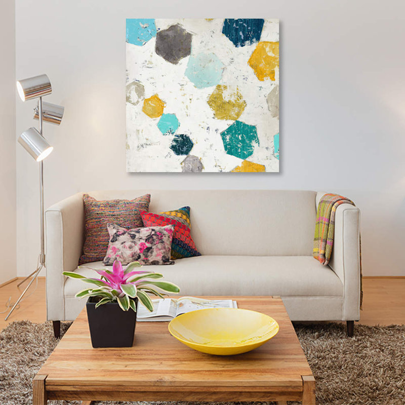 « hexagone ii », impression sur toile, H 12 po x l 12 po x P 1,5 po, Pas de tapis, Toile tendue