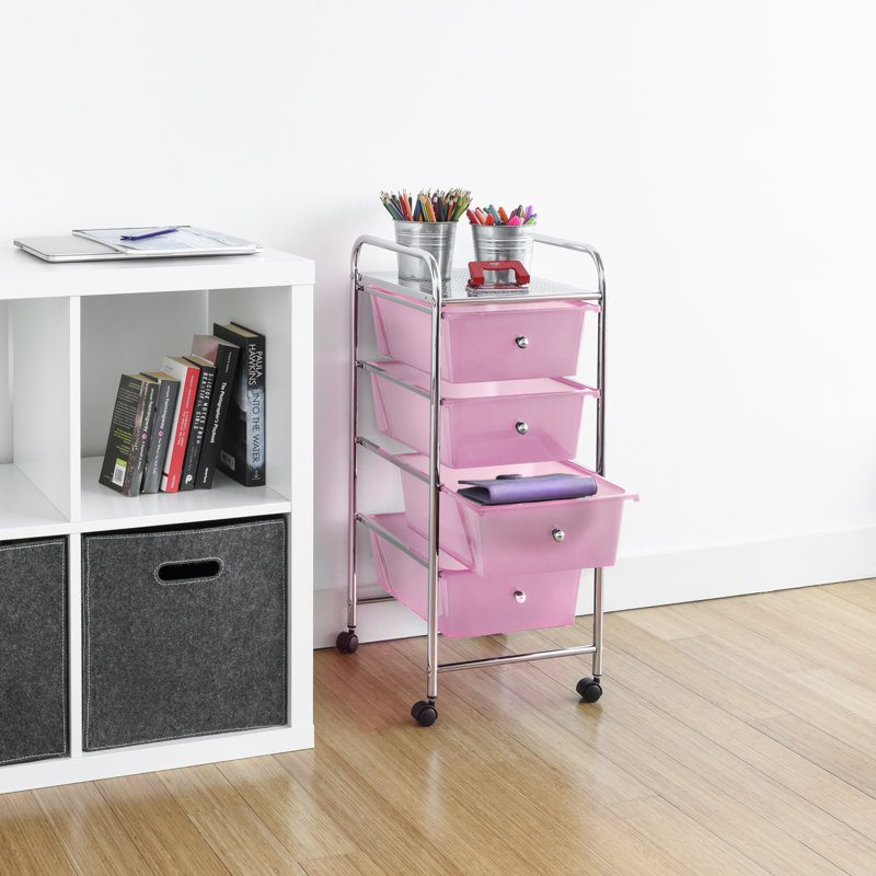 Creel 76cm H x 32cm W Utility Cart with Wheels, Pink