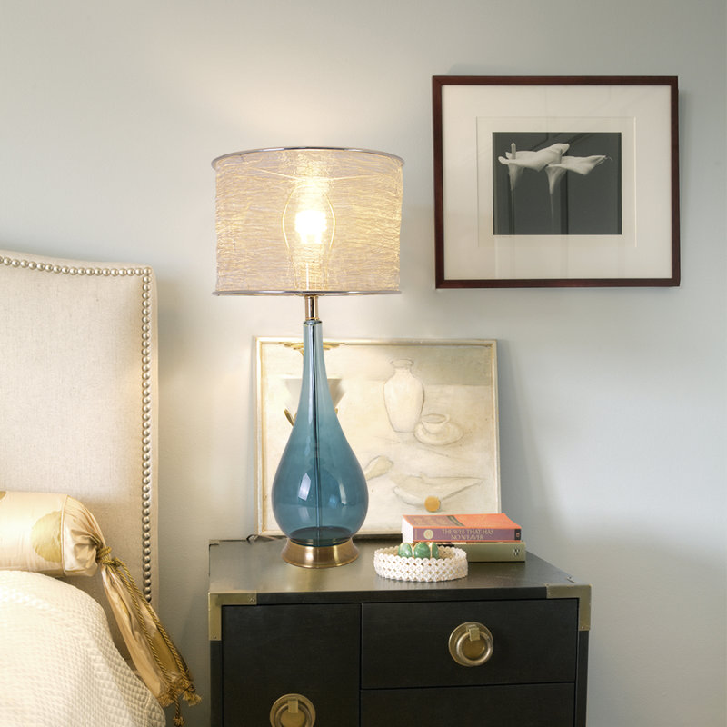 Lampe de table 30 po Leigha, Dégradé bleu, H 30 po x l 14 po x P 14 po