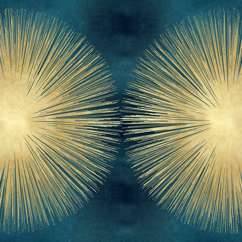 Sunburst Gold On Teal II by Abby Young - Wrapped Canvas Art Prints, 30cm H x 30cm W