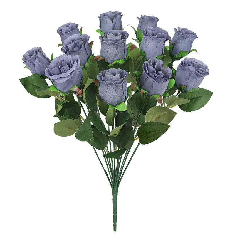 Bouquet de roses artificielles, Gris bleu