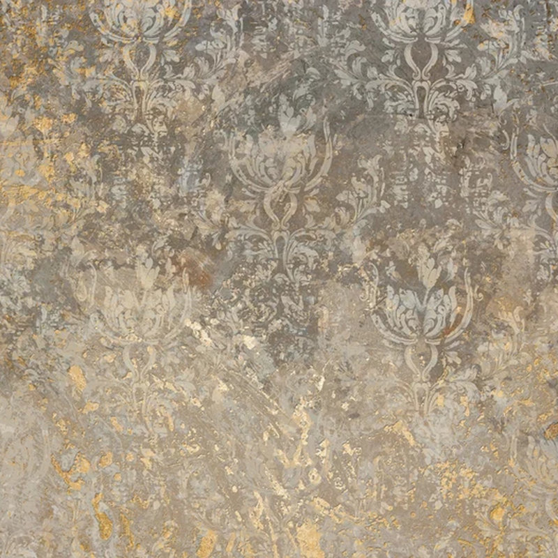 Murale damassé dorée rétro, L 204 po x l 114 po