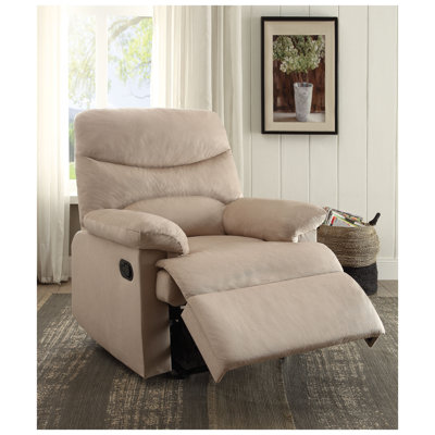 Fauteuil inclinable manuel beige avec accoudoirs rembourrés et siège en mousse mémoire de forme