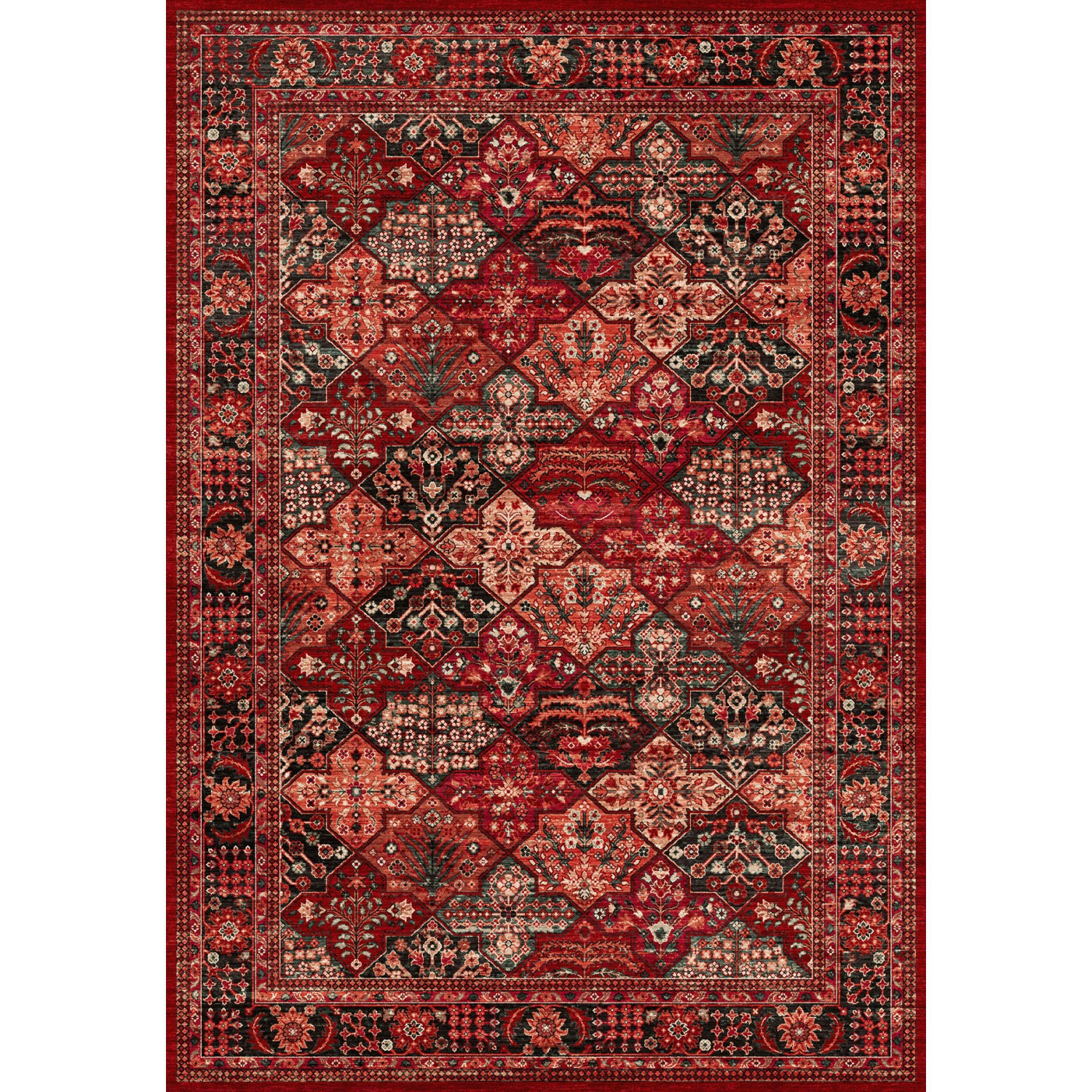 Charlton Home® Handmade Look 2ft x 3ft Area Rug with Panel Pattern for ...