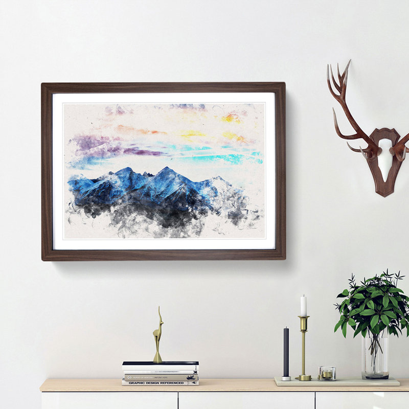 Mountains in Poland - Picture Frame Graphic Art Print, 33cm H x 45cm W x 2cm D, Walnut Framed