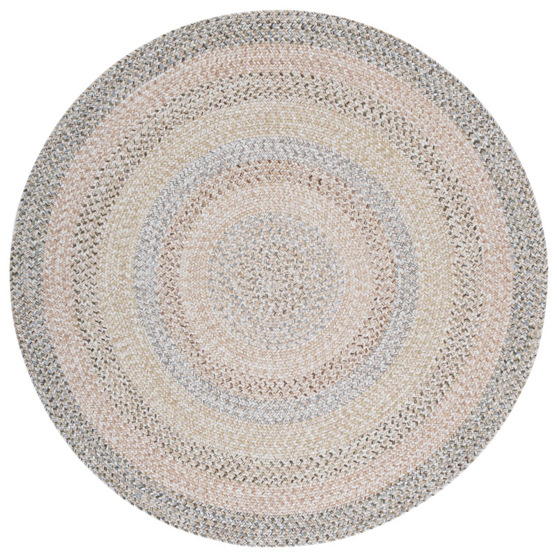 Chirico Woven Performance Machine Washable Performance Geometric Indoor/Outdoor Area Rug, Round 5'