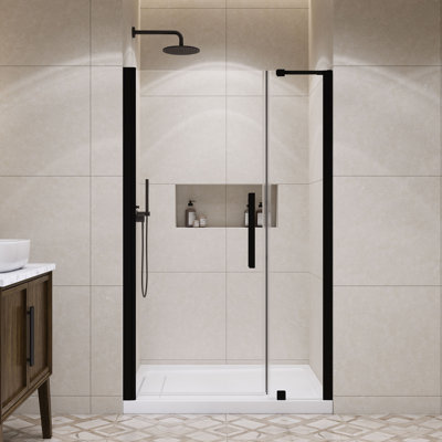 OVE Decors Pasadena 48 In. W X 36 In. D X 74 3/4 In. H Alcove Frameless Pivot Shower Door Kit With Base Pan, 2025
