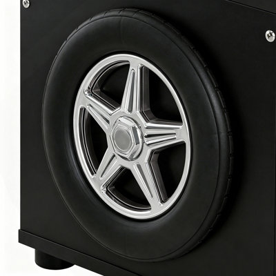 Kids Racing Car Storage Chest with Manual Flip-Top Lid, Gas Strut Support, Decorative Side Wheels