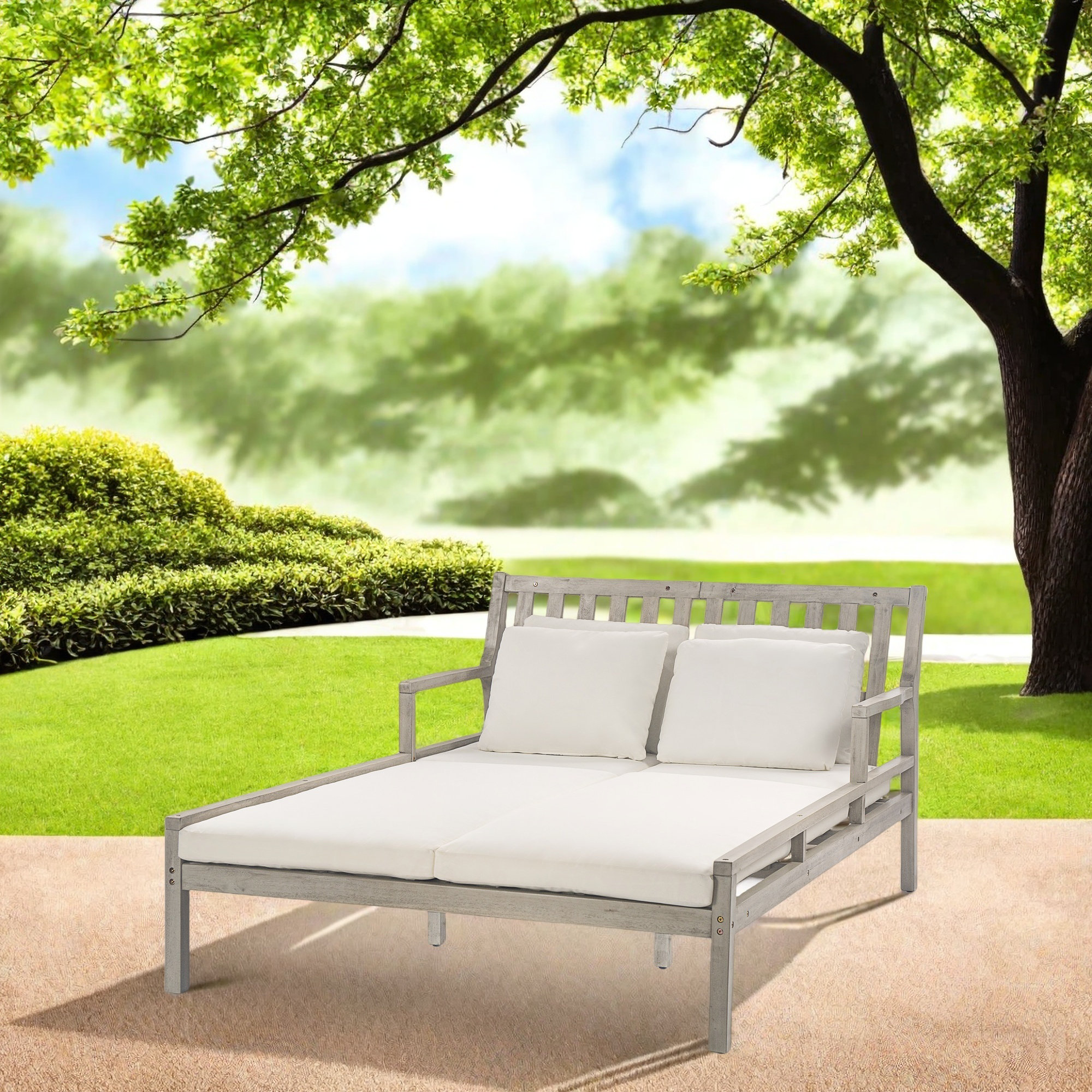 Hokku Designs Outdoor Double Chaise Lounge Chair With Removable — free download