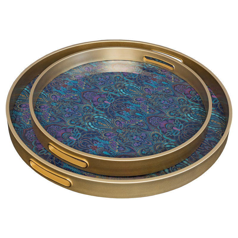 LLB- Round tray set of 2 - Dangerous Damask