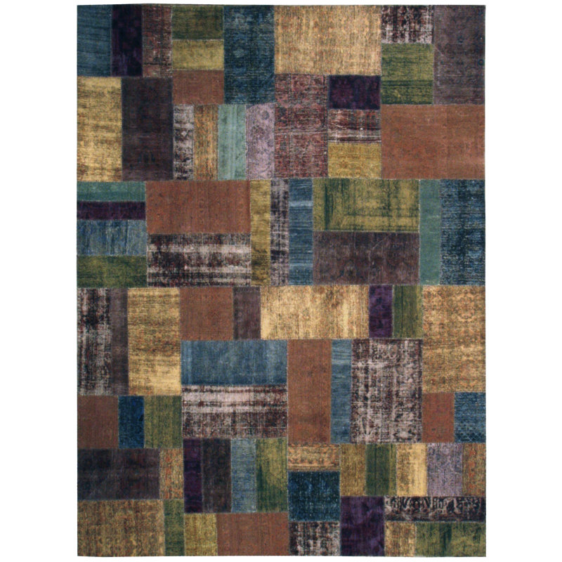 Tapis multicolore en laine noué à la main de conception unique 10 pi 6 po x 14 pi 3 po