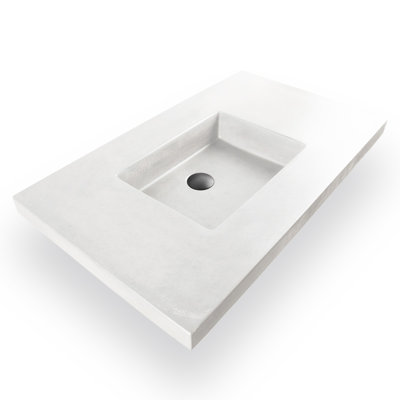 Newterra Concrete Handmade Rectangular Console Bathroom Sink