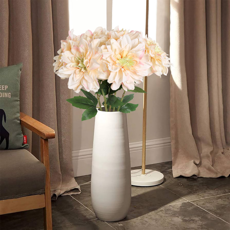 6 fleurs artificielles de dahlia, 23,62 po, Champagne