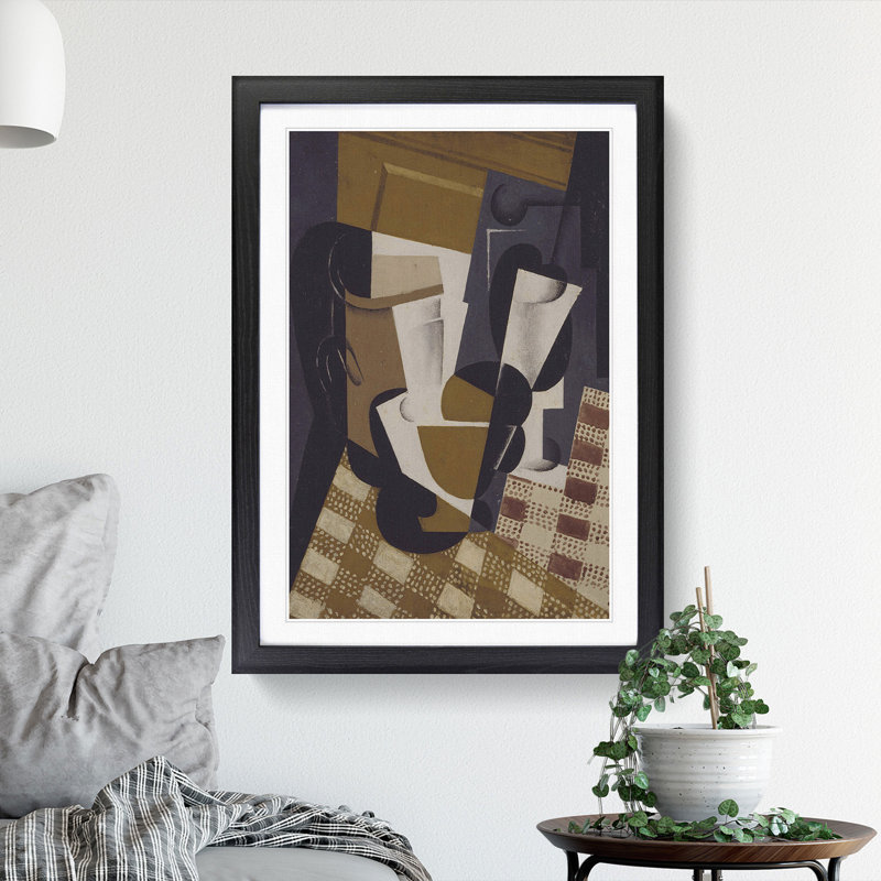Jug and Glass by Juan Gris - Picture Frame Painting, 65cm H x 48cm W x 2cm D, Black Framed