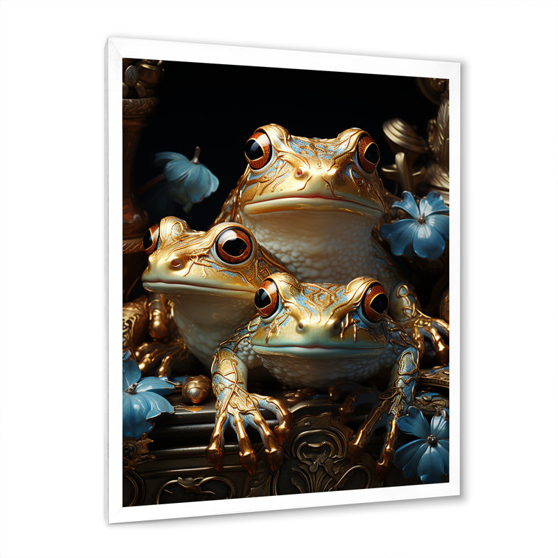 «A Baroque Frogs Portrait», reproduction sur toile, H 32 po x l 24 po x P 1 po, Cadre simple blanc
