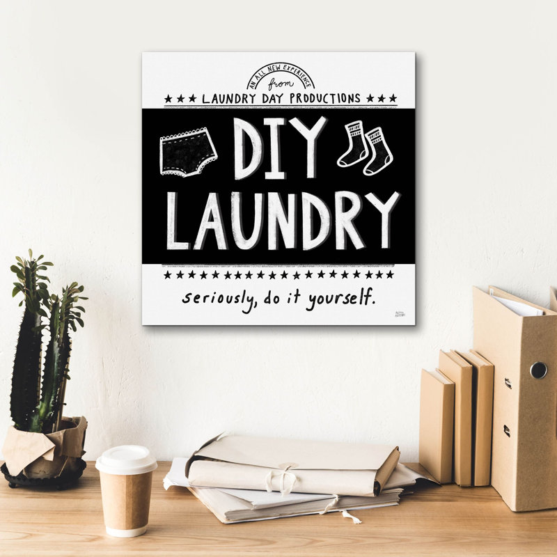 Art mural en toile Diy Laundry Bw 'par Melissa Averinos, 18 po x 18 po