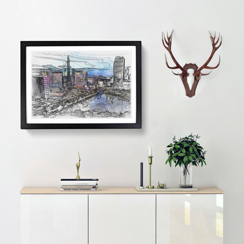 The Las Vegas Strip in Abstract - Picture Frame Graphic Art Print, 36cm H x 48cm W x 2cm D, Black Framed