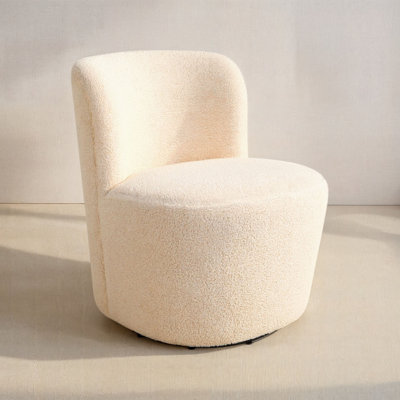 Boucle Swivel Accent Chair With Textured Upholstery