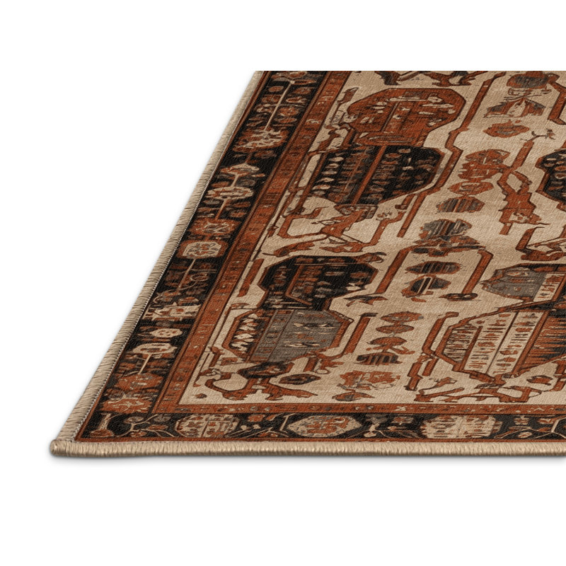 Tapis brun turc lavable à la machine, Carré 8 pi