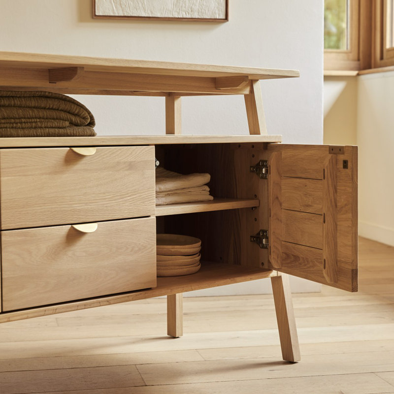 Pola 55.12'' W Solid Wood Sideboard