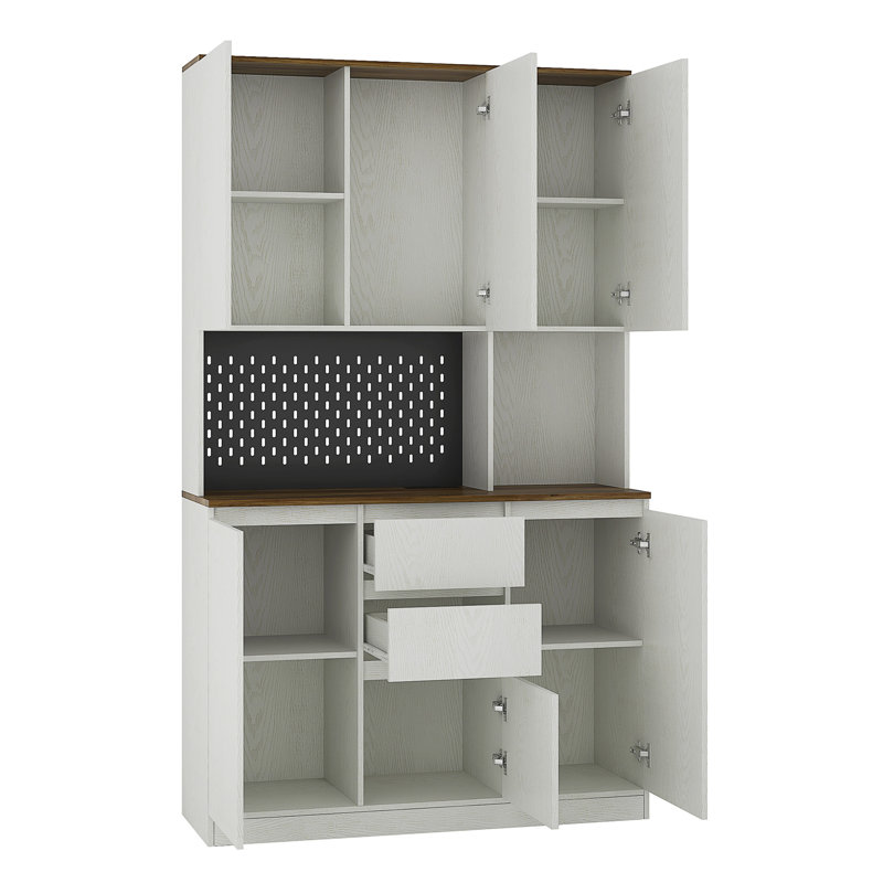 Kitchen Pantry Cabinet With Charging Station, Freestanding Buffet Cupboards Sideboard With Drawers, Storage Cabinet, White