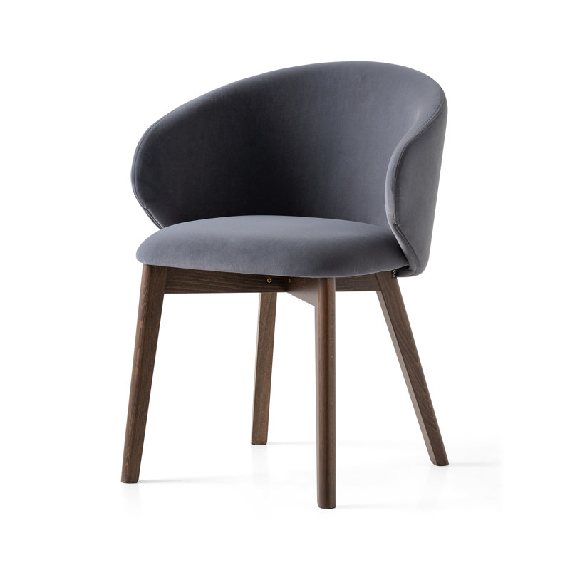 Tuka Upholstered Armchair with Wooden Frame, Camel Brown, Smoke