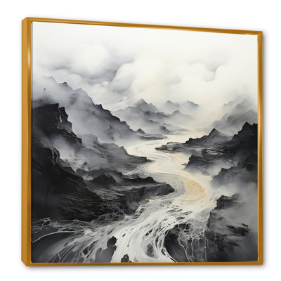 «Black and White Mystic Mountain River I», reproduction sur toile