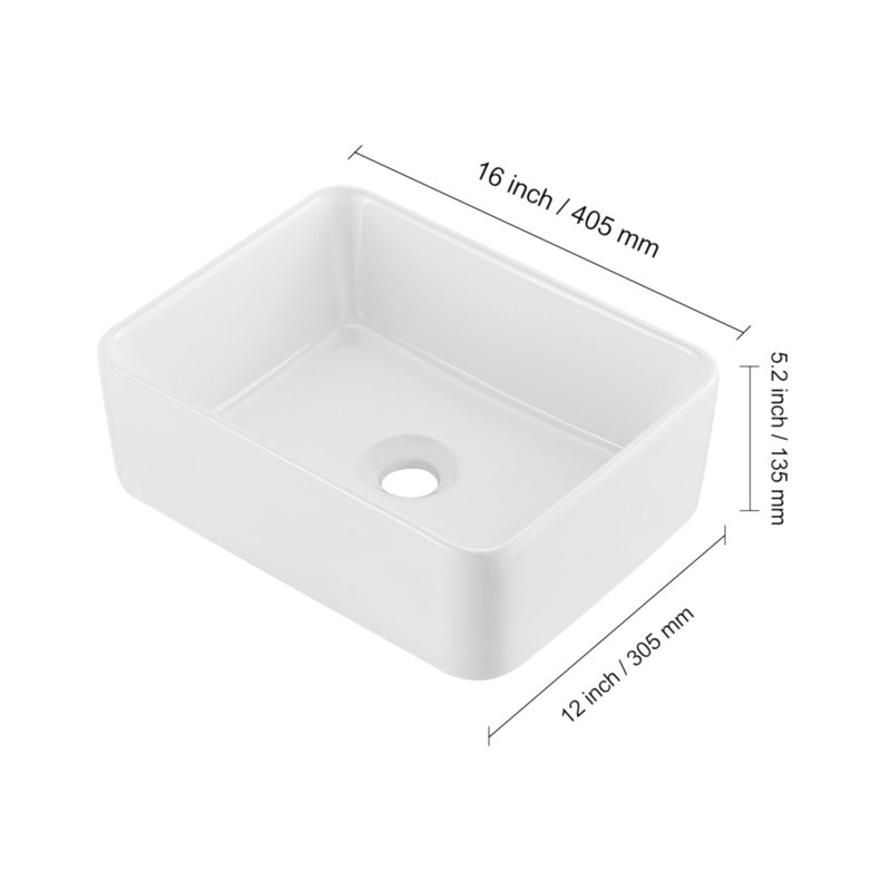 Comptoir de meuble-lavabo vasque en céramique 16 po x 12 po Modern